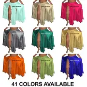 Satin Double Split Skirt Open Knit Skirt 2 Side Full Circle Skirt Plus Size S102