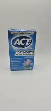 ACT Dry Mouth Moisturizing Gum Bubble Fresh with Xylitol, 20 Pieces (NEW Boxed)