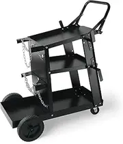 VEVOR Welding Cart, 3-Tier Welder Cart Heavy Duty with 400 Lbs Weight Capacity, 360° Swivel Wheels, Tank Storage Safety Chains, Rolling MIG Welder Cart for TIG, ARC, MMA, Plasma Cutter Welding Machine