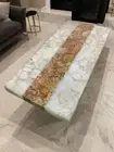 White Agate Coffee Table Top, Agate Petrified Table Top, Home Patio Decor