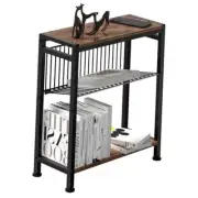 Side Table for Small Spaces, Narrow End Table with Magazine Rustic Brown