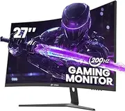 CRUA 27" Curved Gaming Monitor, 165Hz/200Hz FHD 1920x1080P VA Screen 1500R Computer Monitor, AMD FreeSync, Blue Light Filter, HDMI 2.0 & DP 1.4, for Games and Office, Wall Mount Install- Black