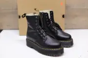 Dr Martens Jadon FL Pisa Black Boot Leather Faux Fur Lined Platforms Us 9