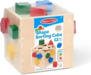 Melissa & Doug Shape Sorting Cube 12 Shapes Wooden Learning Toy Blocks 2+ Sealed
