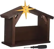 OSOLADY Traditional Nativity Scene Ornament Jesus Manger Crafted Wooden Nativity Decoration for Christmas Religious Decor and