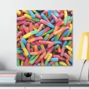 Gummy Worm Candy Decor Canvas Art 2ft x 2ft 3ft x 2ft