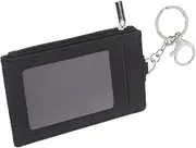 TEHAUX Card Holder Key Ring Key Holder Id Card Protective Cover Pu Badge Sleeve Keychain Wallet Men Id Protector Badge Cover with Ring Keychain Wallet Black Pu