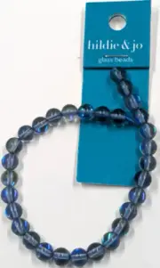 Glass Beads Hildie & Jo 1 String Crystal Clear Blue Moon Glow 6mm Round