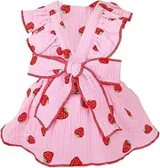 Dress Harness for Small Dogs - Cute Floral Female Dog Dresses,Breathable Bow Tie Dress with Drawstring Buckle for Small Dog Cats Girl Puppy