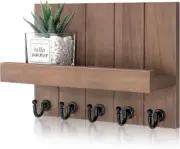 Decorative Key Holder for Wall - Rustic Key Hooks with Shelf and Mail Organiz...