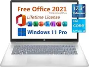 HP 2024 17.3" Business Laptop, Widescreen FHD 1920x1080 Display,Free Microsoft Office 2021 with Lifetime License, Intel 6-Core i3-1215U 4.4 GHz,16GB RAM,1TB PCIe SSD, Type C, Windows 11 Pro