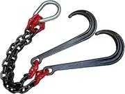 Obstacle car Breakdown Car Trailer Hook - 5T Long Shank J Hook - 5T Transport Tow Chain with 2 Grab Hooks, Transport Tow Chain Galvanized Safety Hook, for Car Wrecker Recovery Breakdown car