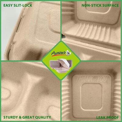 10 x Muruo Food Boxes Biodegradable Disposable TAKE AWAY CONTAINERS / BOXES
