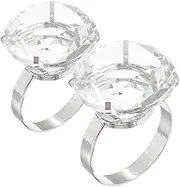 FELTECHELECTR 2pcs Big Diamond Ring Props Decorative Bridal Hairpins Foldable Stand Bead Ring Gasket Retro Lamp Holder Tape Tape Accessory Stand Rhinestone Wedding Jewelry Glass Transparent