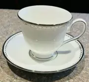 ☘☘Lenox Pearl Platinum White On White Platinum Cup And Saucer Sold Out ☘☘