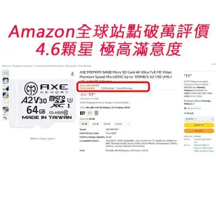 【AXE MEMORY】MicroSDXC 128GB A2 V30/ UHS-I U3 4K-附轉卡 記憶卡(台灣製)