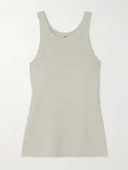 [TOTEME] TOTEME - Ribbed Organic Cotton-blend Jersey Tank - Light gray - small small Gray