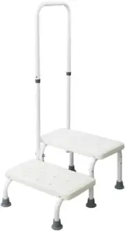 2 Step Stool W/Handle Shower Foot Two Stand Ladder Elderly Bedside Kitchen Bath