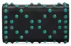 Inc Flaviee Clutch Crossbody Black Hard Case Turquoise Stud Vegan Leather NWT