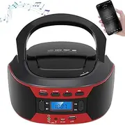 CD Cassette Player, Portable CD Player Boombox with Aux/USB Playback and Headphone Jack, U Disk, Bluetooth, FM Radio, Music Centre, Suitable for Home Stereo Speakers, Batteries, AC Powered