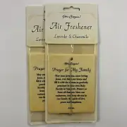 (2 QTY) Hanging Car Air Freshener Prayer Family Lavender Chamomile Closet Home