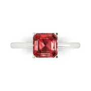 2.0 ct Asscher Cut Natural Red Garnet Wedding Bridal Promise Ring 14k White Gold