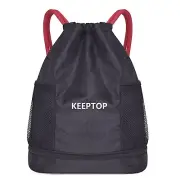 Drawstring Backpack Waterproof Training Gymsack Drawstring Strap Dry Wet Depa...