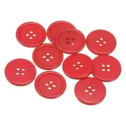 10pcs 40L Sewing Buttons 1" Resin Round Flat 4-Hole Craft Buttons, Red