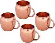 100% Authentic Copper Moscow Mule Mug with Copper Handle Copper Moscow Mule Mugs Cups Capacity 16 Oz Hammered Copper Handle set of 4