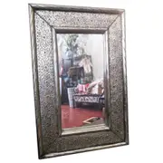 Fez Furniture & Homewares Genuine Moroccan Mirror with Filigree Silver Nickel and Scored Frame