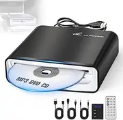 CD DVD Player for Car with USB & AUX Ports – Plug & Play Upgraded Portable External CD Player for Car Laptop Desktop TV Mac Computer, Includes Extra USB Extension Cable