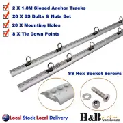 1.8M (2Tracks + 8 Rings) Sloped Edges Anchor Track Tie Down Point Rail Trailer