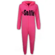 Kids Girls #Selfie Neon Pink A2Z Onesie One Piece Summer Jumpsuit PJ's 5-13 Year