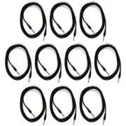Perfektion PM100 Heavy-Duty 10 ft Guitar, Bass, Instrument Cable, 10-Pack