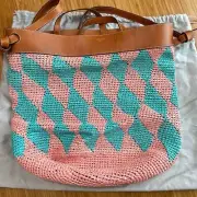 Emilio Pucci Bucket Tote Handbag Pink Light Blue NEW Logo w/Dust Bag From Japan