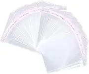 WizeFolk 200 Clear Cellophane Bags, 8 x 12cm Self Adhesive Plastic, Resealable Gift Biscuit Bakery Packaging for Cake, Candy, Jewelry, Crafts