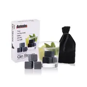 6pc Bartender Granite Gin/Whisky/Rum/Spirit Stones w/ Velvet Storage Bag/Pouch