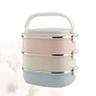 1pc Three Layers Gradient Color Plastic Thermal Microwave Lunch Boxes Portable