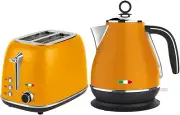 Vintage Electric 2 Slice Toaster & Kettle Combo Stainless Steel - Mango Orange