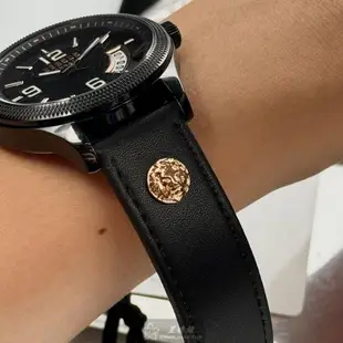 VERSUS VERSACE手錶, 男女通用錶 44mm 黑圓形精鋼錶殼 黑色簡約, 中三針顯示錶面款 VV00370