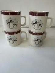 Royal Seasons Vintage Stoneware Snowmen Mugs New
