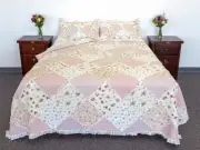 Patchwork Bed Quilt Coverlet Sarah Rose Queen Size 230x230cm
