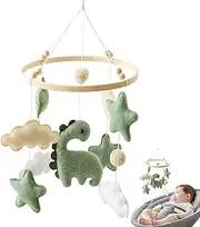 Calming Soother Baby Crib Mobile | Soft Green Dinosaur Theme Safe Nursery Decor | Bedside Breathable Calming Soother for Boys & Girls