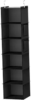 [Llazsybz] Portable Hanging Wardrobe Storage Solution with 6 Tiers, Black, as described