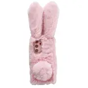 3d Bunny Ears Fuzzy Winter Warm Phone Cover Case For Samsung Galaxy S24+