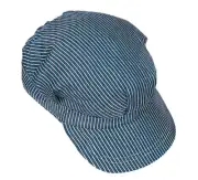 9 PCS Hat Kid's Train Conductor Hat Blue White Stripes Cotton Hats Adjustable