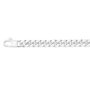 Silver Large Square Dia Cut Curb Bracelet