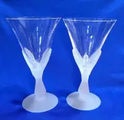 Sasaki WINGS Dove Goblets Set of 2 – 7.5" Tall Frosted Stem Wine Water Glasses