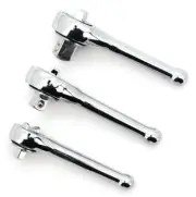 3PC STUBBY PRO RATCHET SET 1/4"DR, 3/8"DR & 1/2" DR