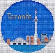 Needlepoint Handpainted Silver Needle Toronto Christmas 4.25"